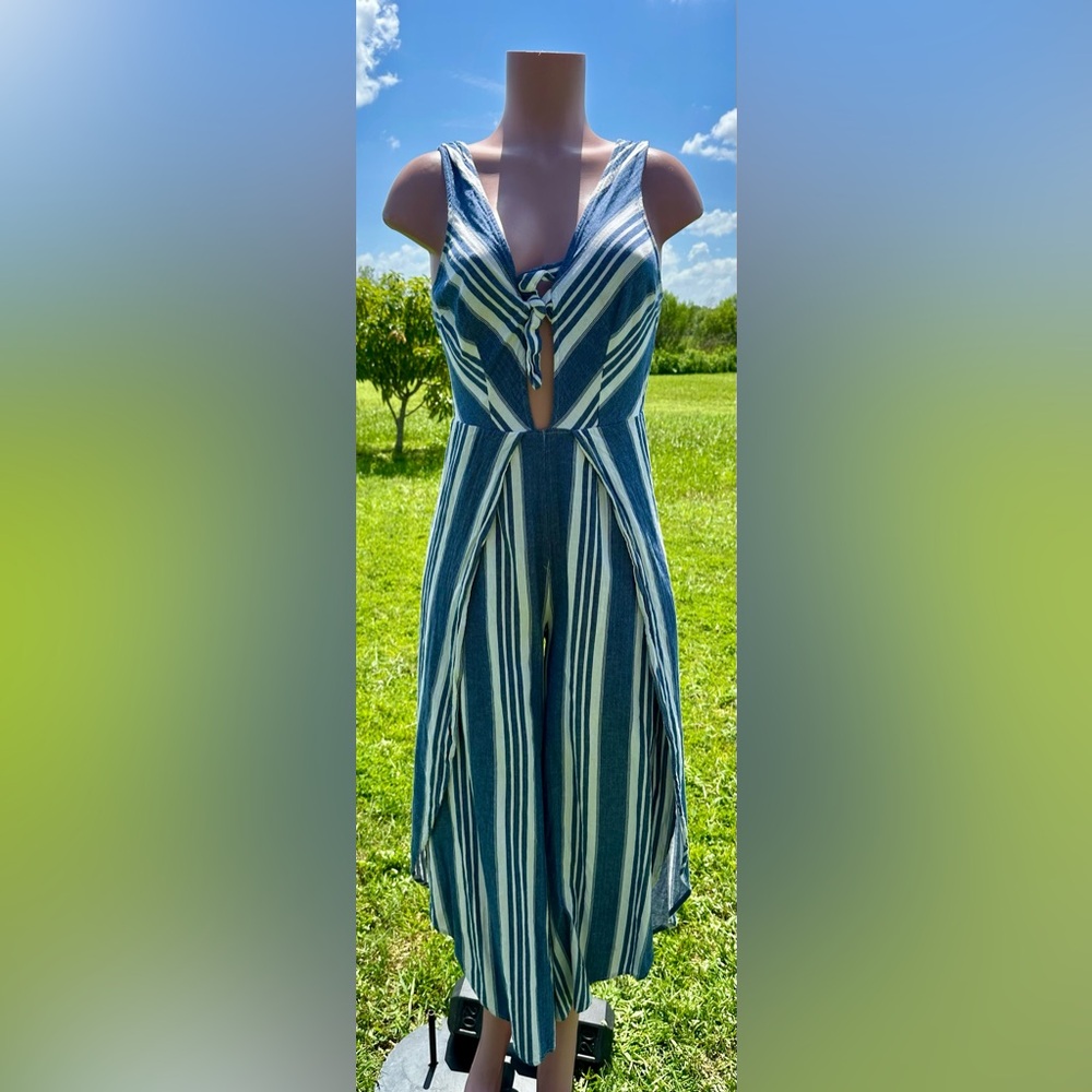 Coco + Jaimeson Women's Striped Cut-Out Wide-Leg Jumpsuit – Size Small